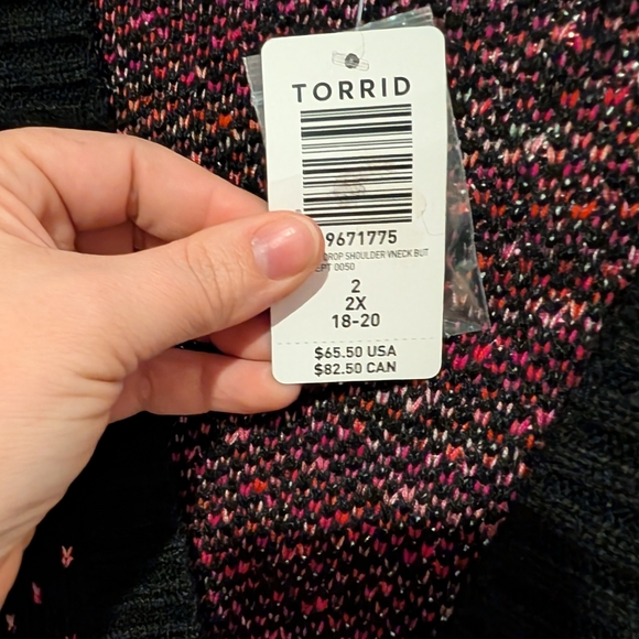 NWT Torrid Pink Hearts Cardigan Drop Shoulder V-Neck Button Front Sweater Size 2 - Picture 4 of 13